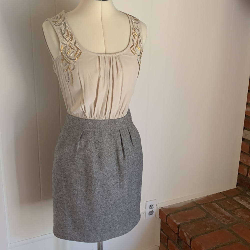 Anthropologie Silk and Tweed Mini Dress (size 4)